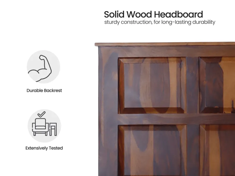 Alexa Solid Wood Queen Size Double Bed with 4 Inches Mattress